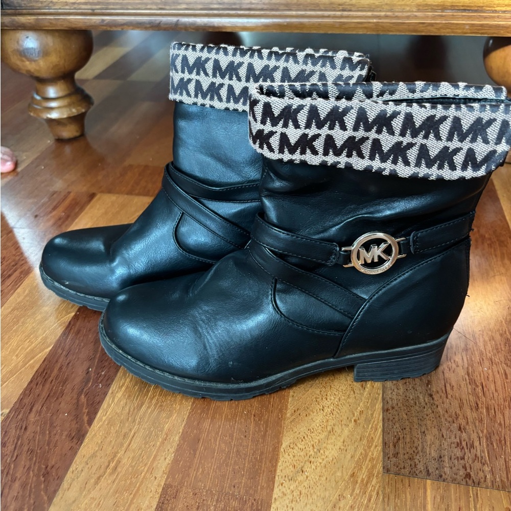 Michael Kors Black Boots with Monogram Cuff